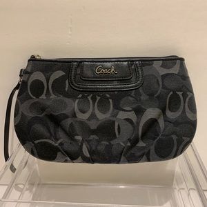 Coach black/grey wristlet with 8 card slots